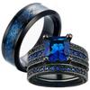 Carofeez Fashion Couple Rings Men's Stainless Steel Rings Blue Zircon Women's Ring Sets Valentine's Day Wedding Bands Lover Gift