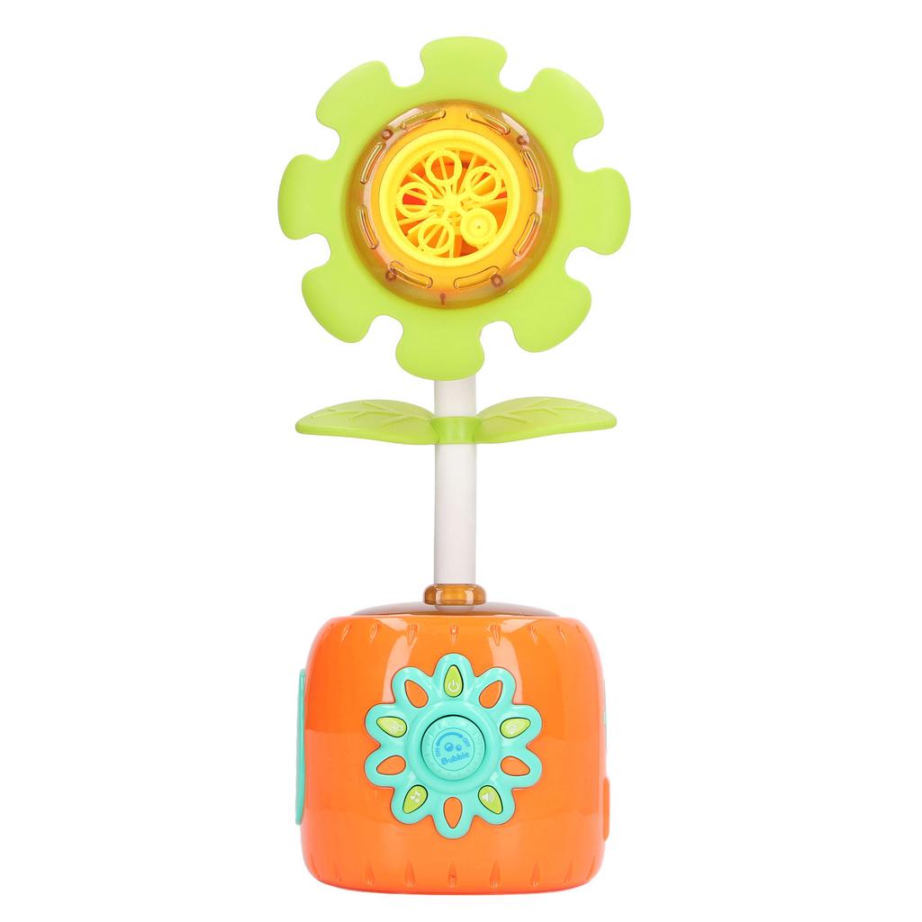 Kids Electric Bubble Blowing Machine Sunflower Shape Colorful Light Music Bubble Maker Toy