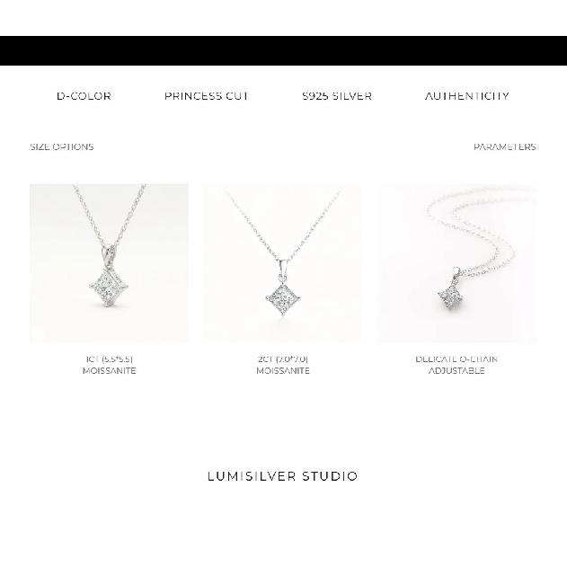 Hot Selling Cross‑border S925 Sterling Silver Princess Cut Moissanite Pendant Necklace for Women, Clavicle Chain, Valentine's Da