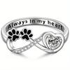 WOSIKATE Creative Puppy Paw Print Ring For Women  CopperPlated Exquisite Heart-Shaped Cat Paw Finger Ring Fashion Jewellery