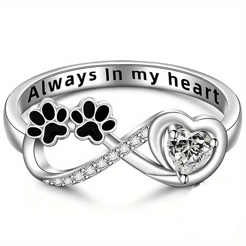 

Elegant Diamond Cat Paw Ring for Women Cute Dog Claw Print Heart Shaped Jewelry Perfect Gift for Her no. 6