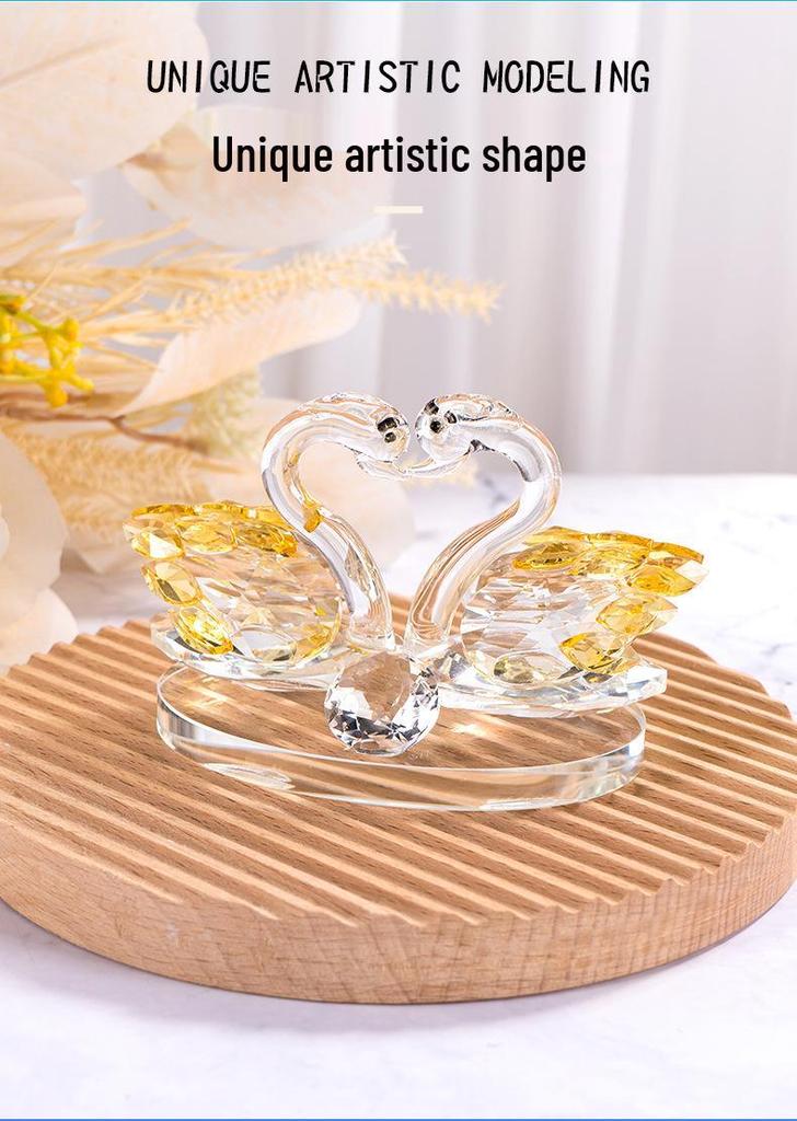 Decorazione Cigno in Cristallo per la Casa - Regalo Elegante per Coppie