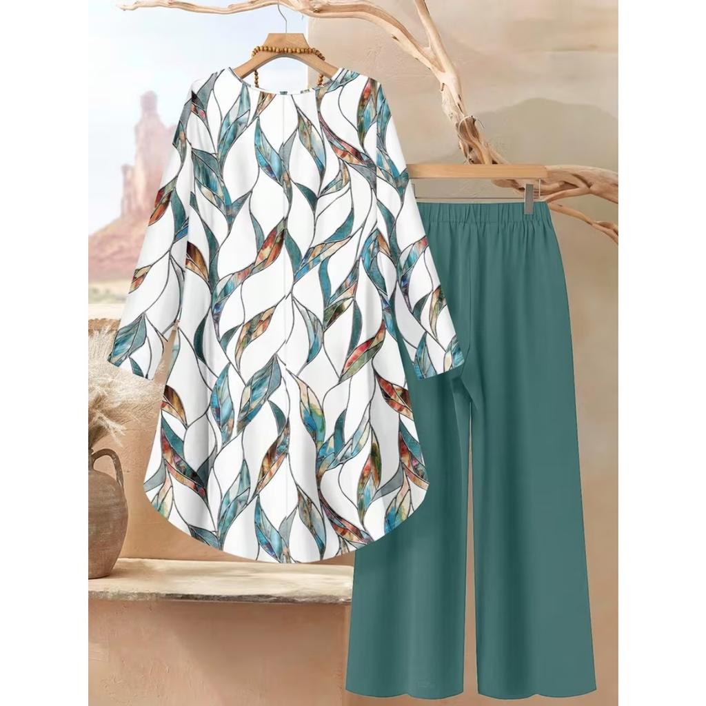Ladies', Fashionable, Elegant, Printed Set, Polka Dot, Loose, Casual Set