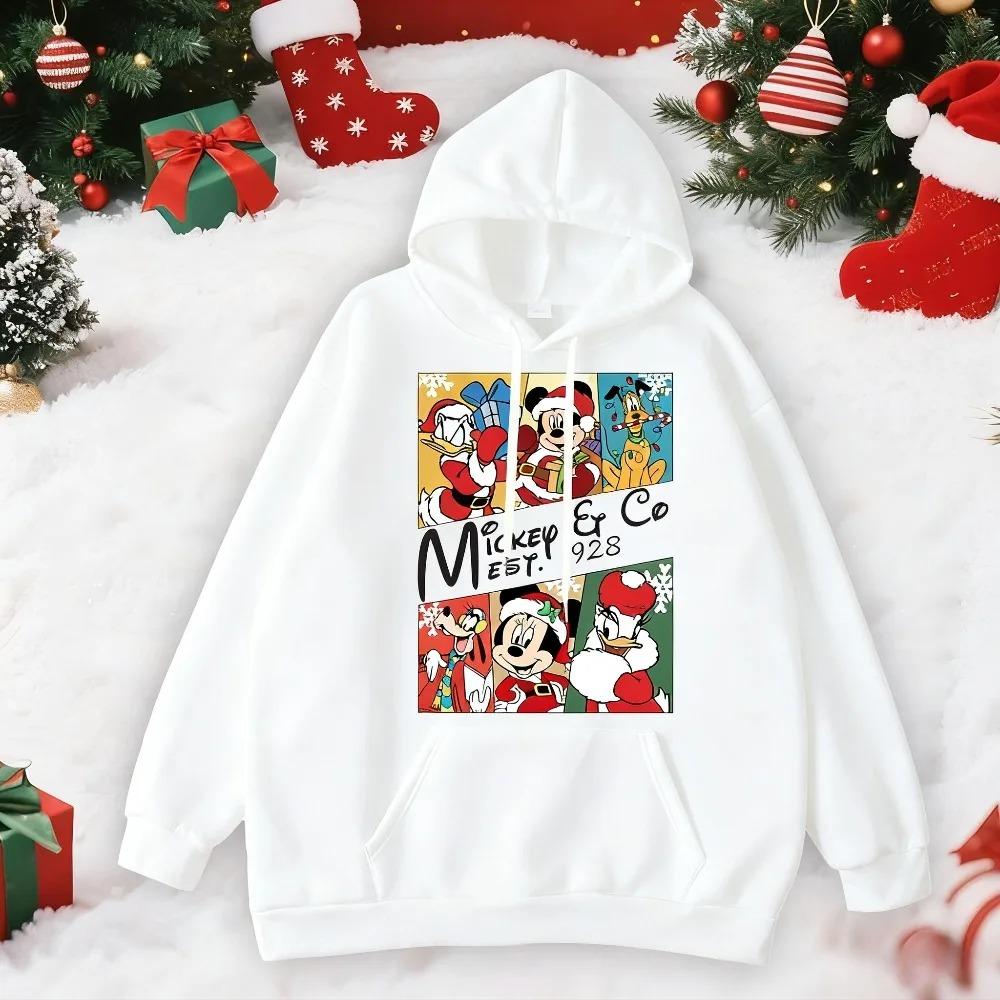 Weihnachts-Disney Eltern-Kind Outfits, Mickey Mehrfarbige Kapuzenpullover, Kinder Kapuzenpullover, Paar Familien Feiertagskleidung