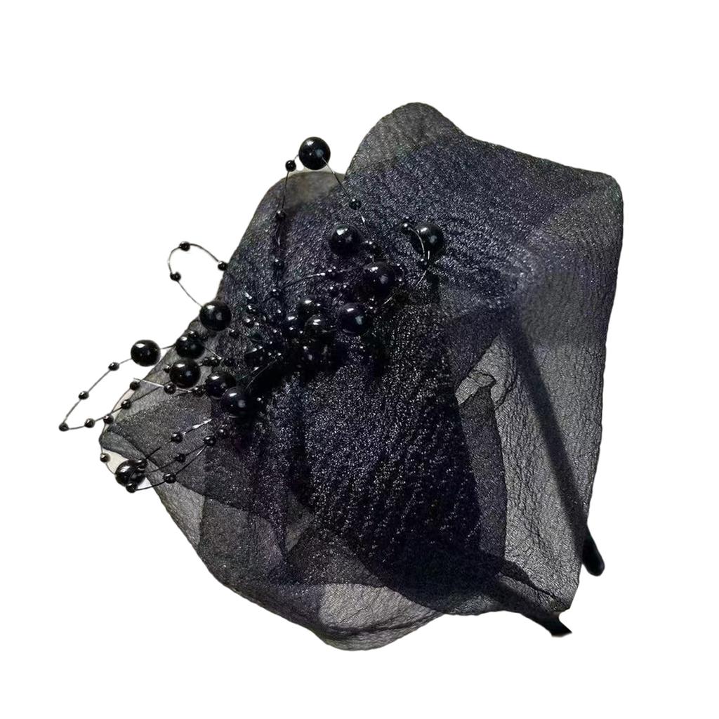 Half Caps Crepe Ruffle Hairhoop for Women French Headband 1920s Fascinator Hat Evening Dresses Hat for Formal Occasion