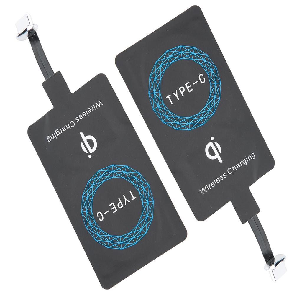 Adaptador Carregador Sem Fio Tipo C 2 Peças Receptor de Carregamento Portátil para Celular Tipo C