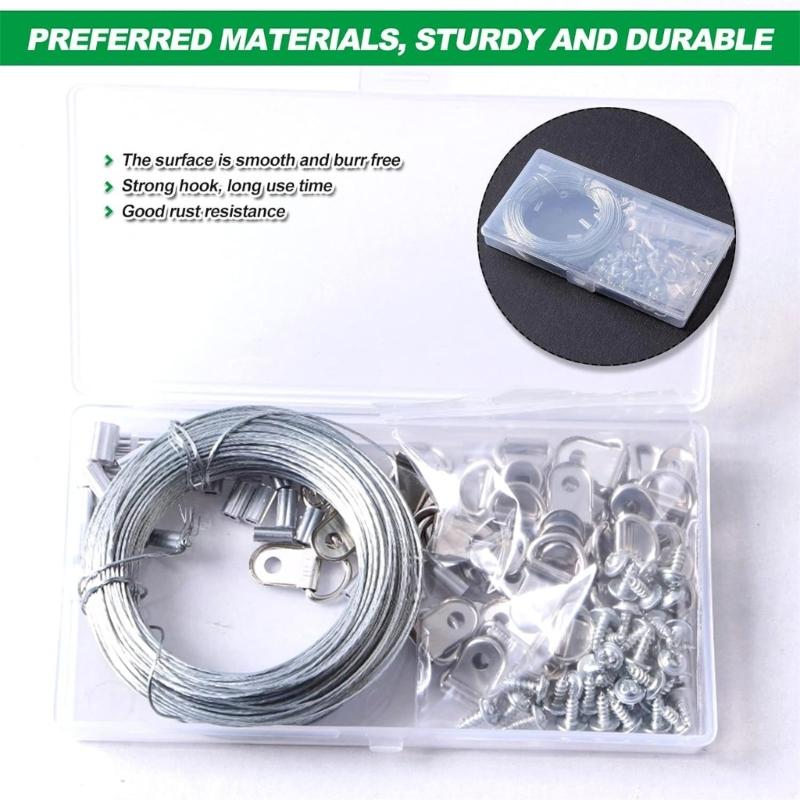 131pcs 30m Picture Wires Set with Hangers Frame Wires Set for Mirrors & Artwork