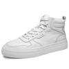 New Genuine Leather Men Shoes High Quality Fashion White Shoes Man High Top Sneakers Lace -Up Luxury   Mens Casual Shoes
