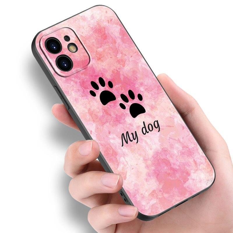 Beste Freunde Hundepfote Handyhülle für Apple iPhone 14 13 12 Mini 11 Pro Max 7 8 XR X XS 7 8 Plus SE 2020 2022 Schwarze Hülle