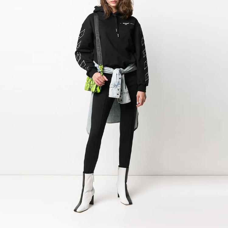 Off-White Ss21 Pattern Print Loose Hoodie Women Tops Black OWBB032S20FLE0031001