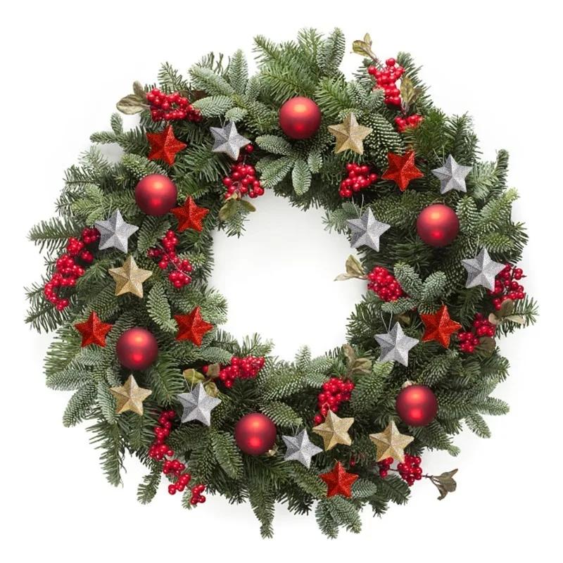 6/30PCS Pentagram Christmas Hanging Pendant Silver Gold Glitter Star Xmas Tree Ornament Festive Wedding Party Home Decoration