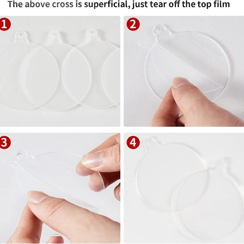 3.5" Clear Acrylic Christmas Ornament,Blank Christmas Bauble Tree Decoration Stocking Name Tag,Holiday Tags,Gift Tag