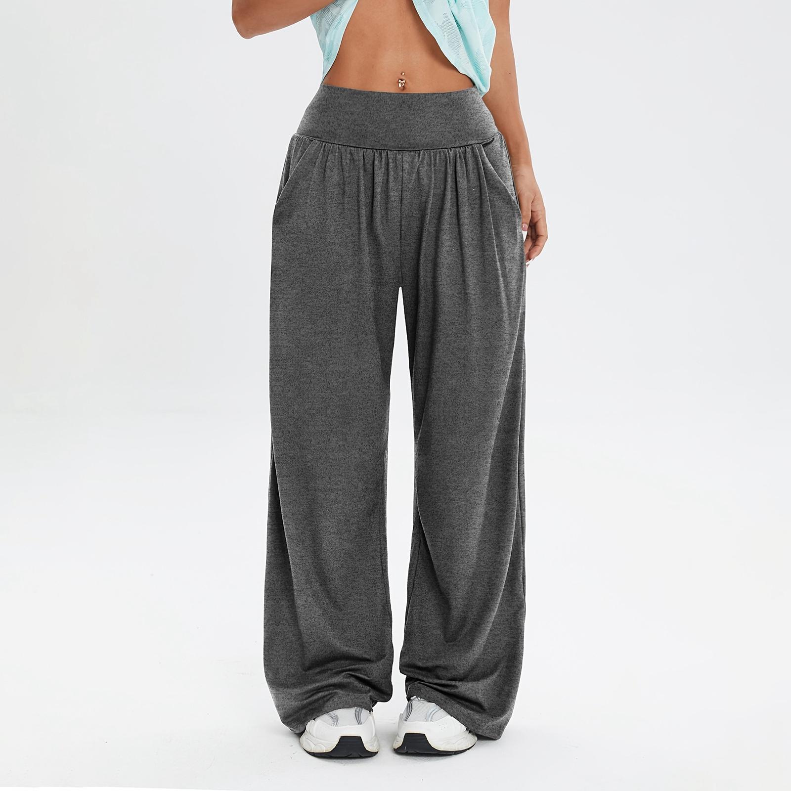 

Women s Fashionable Solid Color Straight Leg Pants With High Waist Button Pockets And Elastic Waist Casual Pants XXL