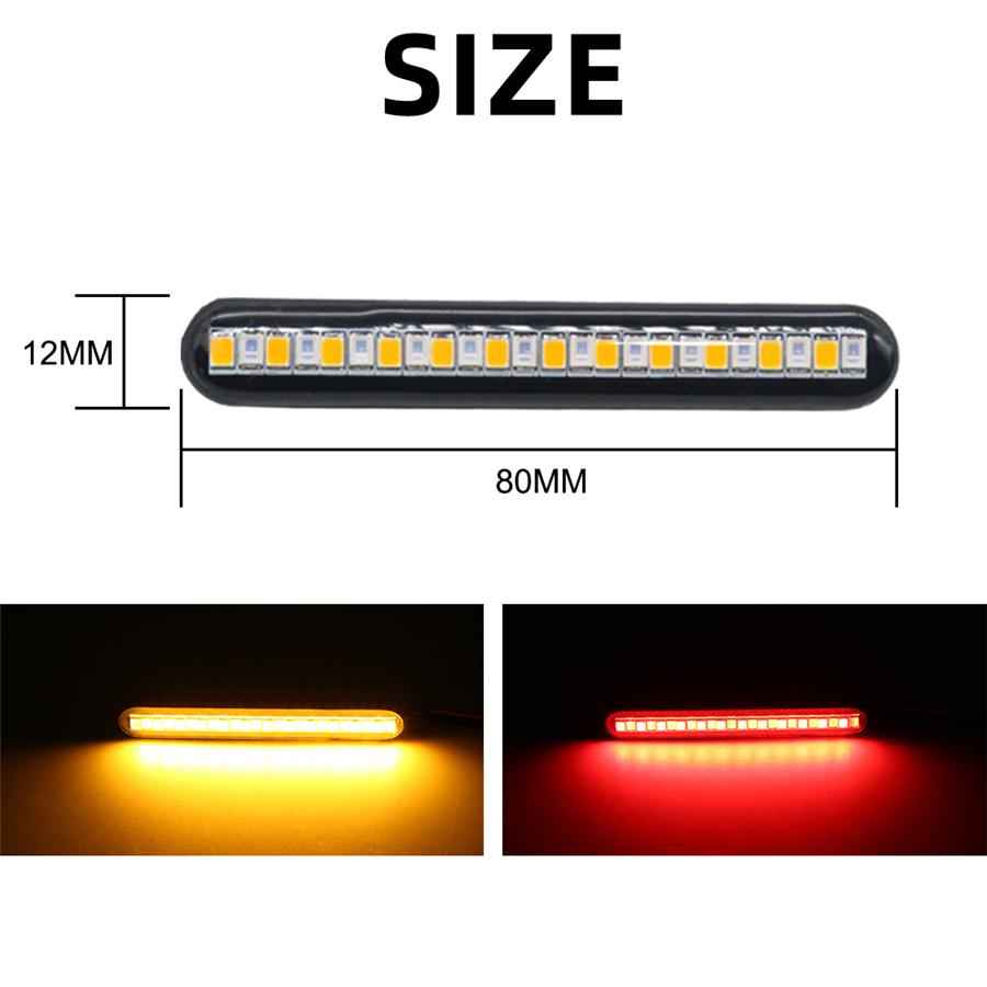 2 X Dual Color Motorcycle Flowing Turn Signal Rear Brake License Plate Light Bar