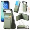 For iPhone Air Case Cloth Texture Leather+PC+TPU Phone Cover with Card Holder Kickstand