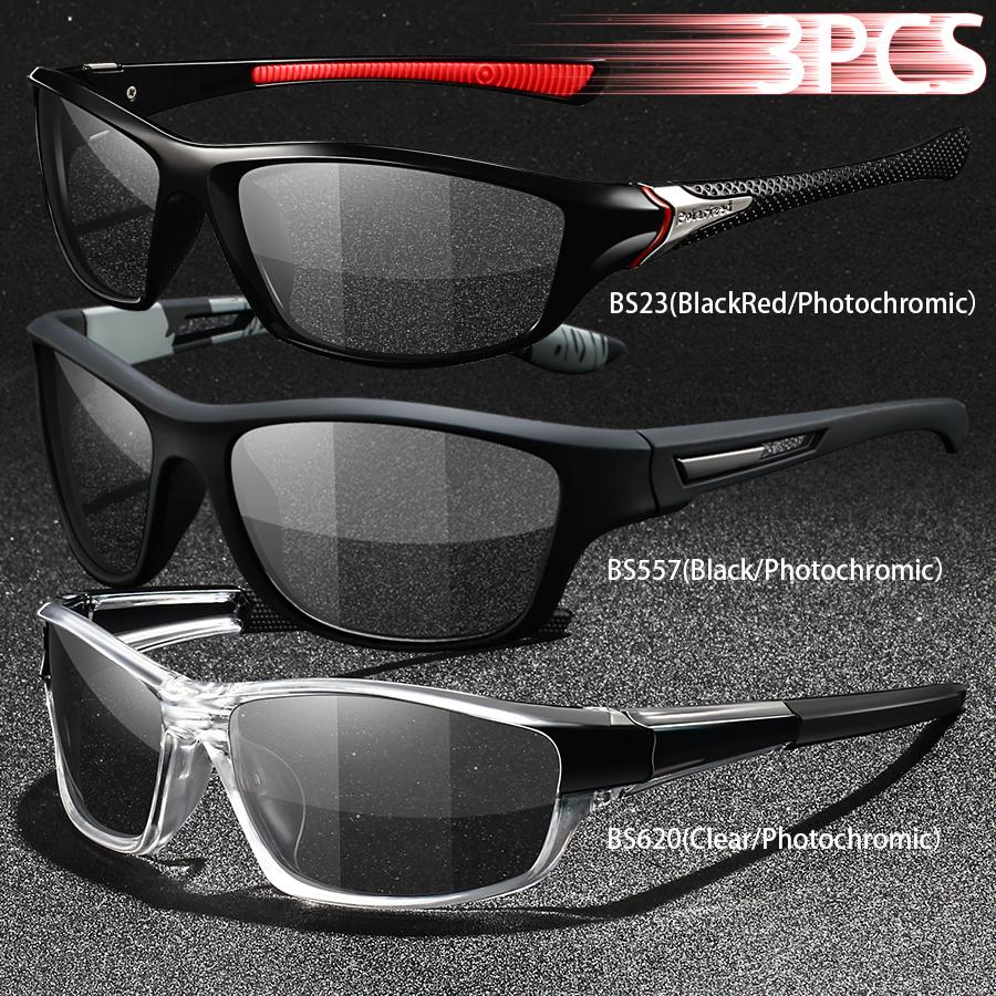1PCS Photochromic Sports Sunglasses Men Women Vintage Cycling Driving Mountaineering Chameleon UV400 Eyewear