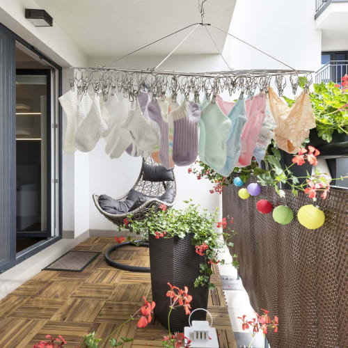 HRURU 70+20 Clothes Drying Clothes Hanger, Stainless Steel Clothes Drying Clothes Hanger, Improved 2025 Model (Includes 20 Spare Clothes Drying Clothe