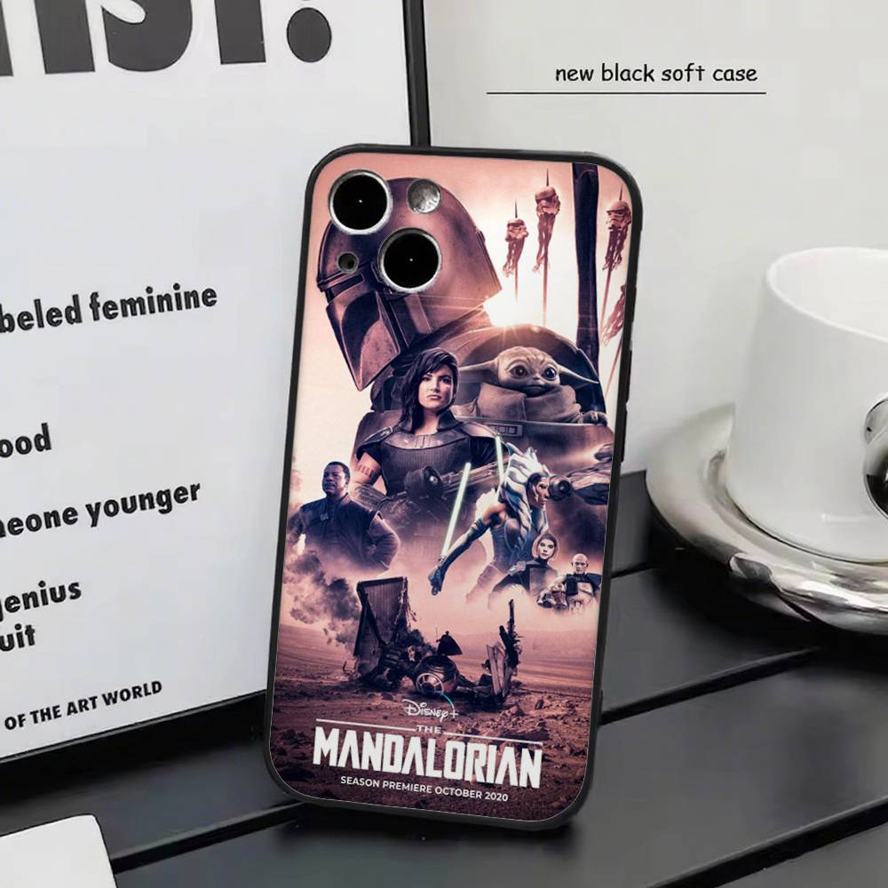 Disney The Mandalorian for iPhone 15 16 14 Plus 13 12 11 17 Pro Max 17 Air Black Soft Phone Cover