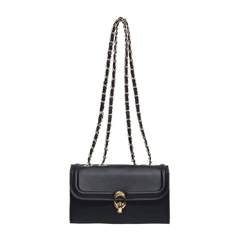 Elegant Minimalist Small Square Bag For Women With Chic Chain And Lock Closure чёрный