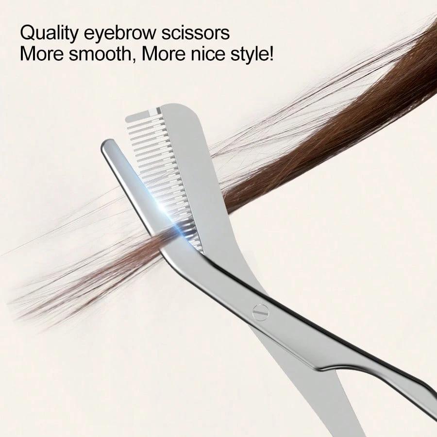 2Pcs Stainless High Quality Eyebrow Trimming Tool With Eyebrow Comb&Trimmer Eyebrow Scissors.Perfect Tools For Trimming