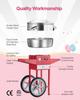 Commercial Cotton Candy Machine with Cart Sugar Floss Maker 1000W Red