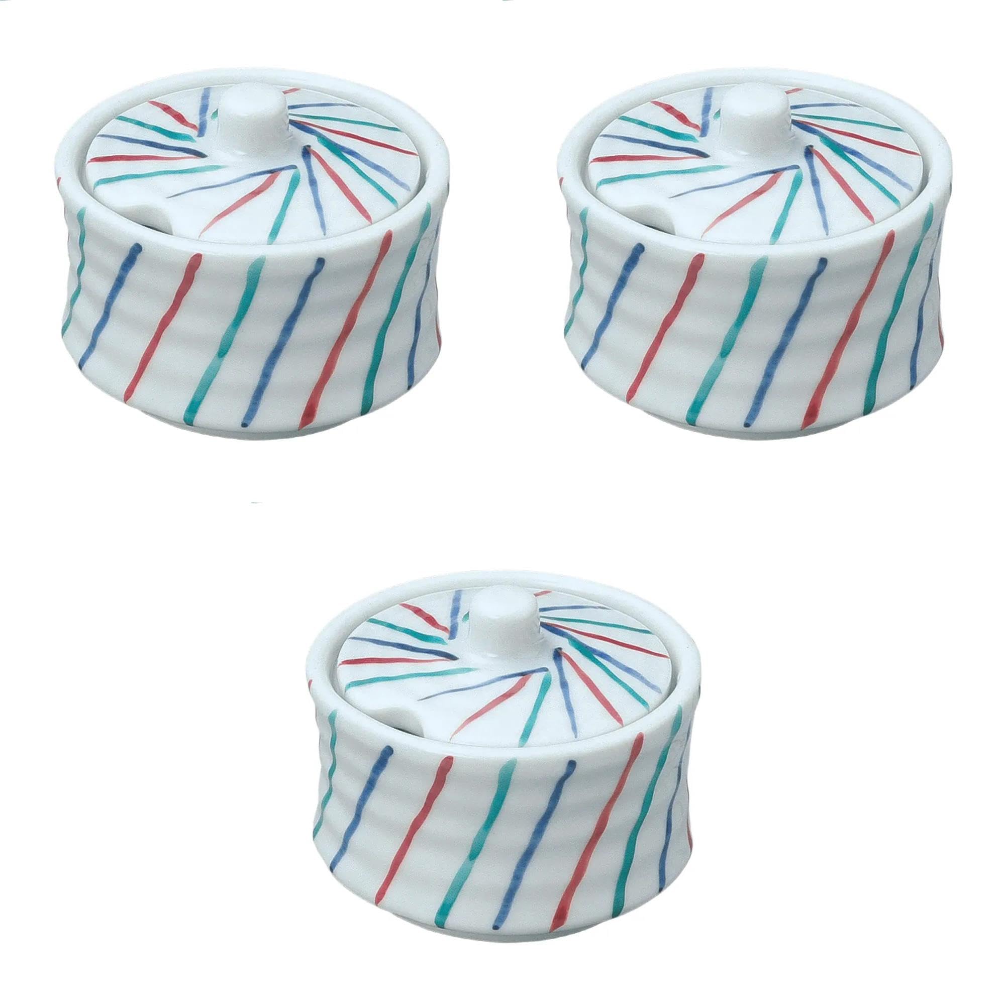 

Set of 3 Tokusa Mustard Containers x 5 Condiment Containers Setomonohonpo Old-dyed Three-color [6.5 cm]