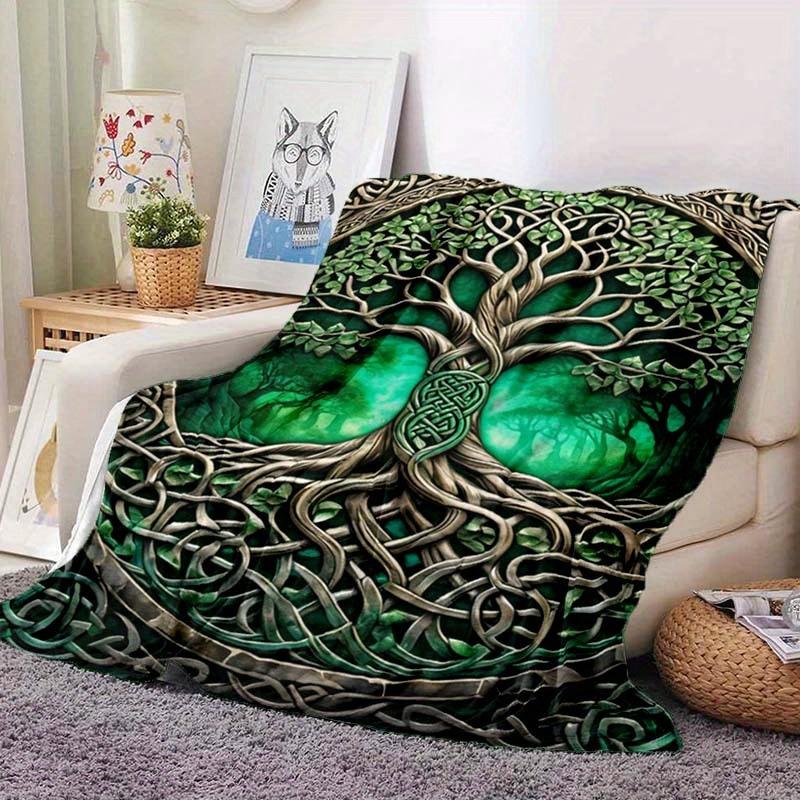 Celtic Tree of Life Flannel Blanket-Soft Sofa Blanket-Large Celtic Knot Decorative Tree of Life Print Comfortable Room Bedspread