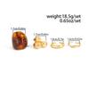 Salircon 5 Pcs/Set New Vintage Trendy Large Finger Rings Women Exaggerated Amber Color Resin Temperament Geometric Ring Jewelry