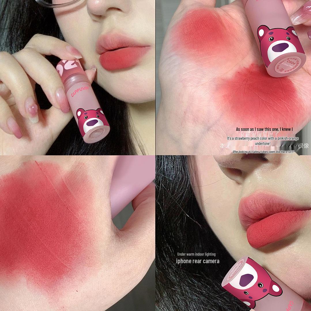 

Cappuvini Pink Bear Matte Lip Mud: High-Value Color Lip Gloss & Lipstick 3g