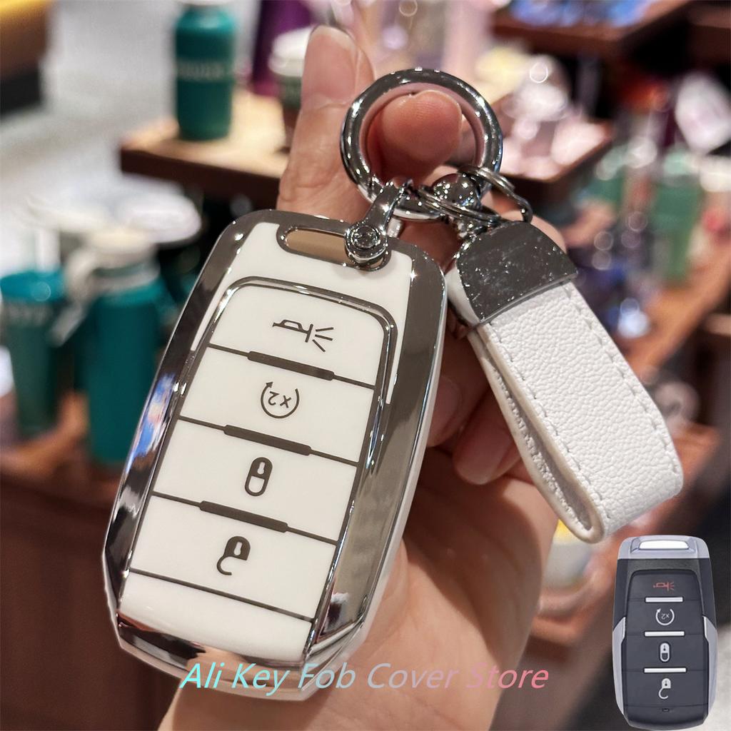 Key Fob Cover with Keychain Lanyard for Jeep 2019-2022 Dodge RAM 1500 2500 3500 4500 5500