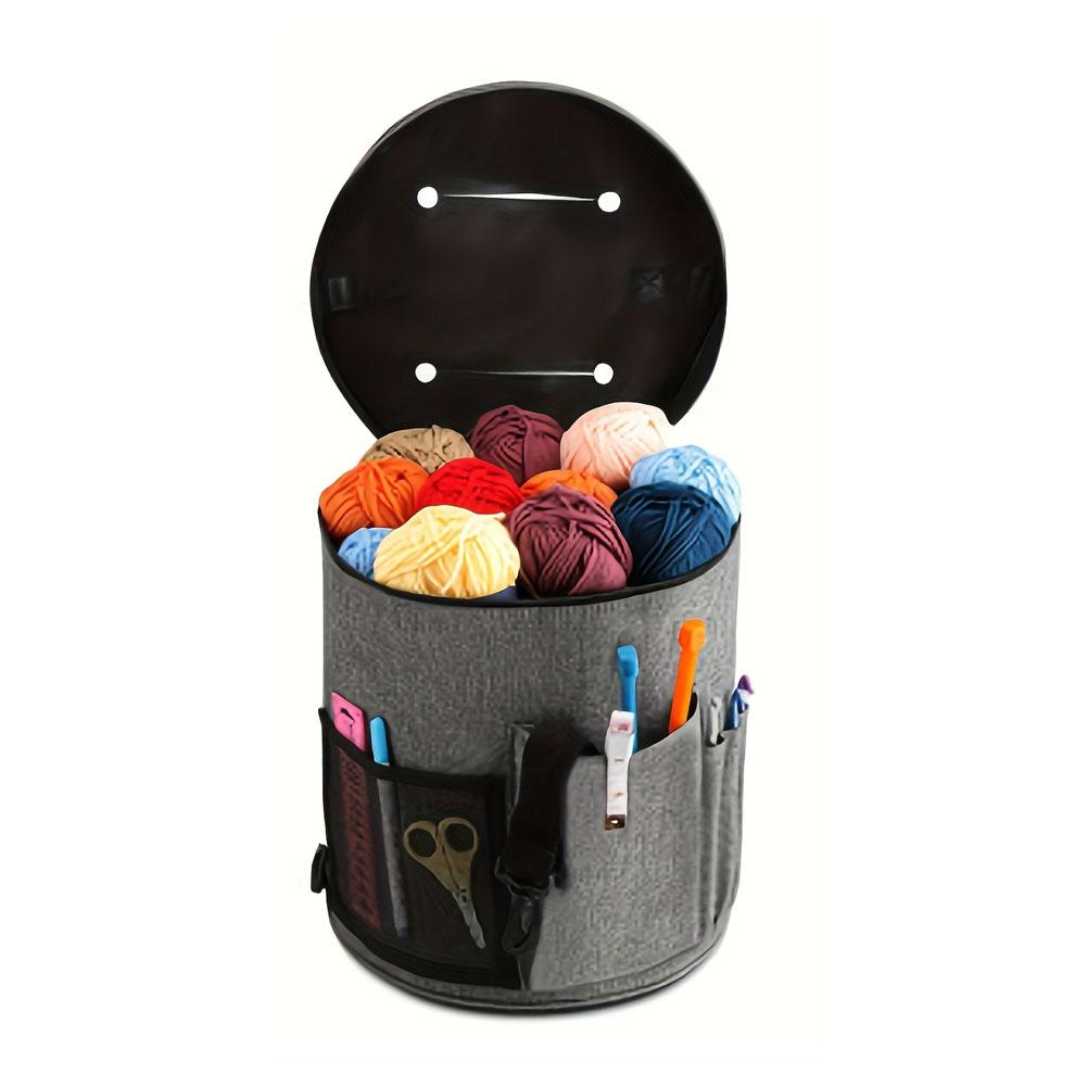 Large Capacity Crochet Bag Yarn Crochet Tote Bag Portable with Front Yarn Needles Hooks Pocket Knitting Tool Storage Bag