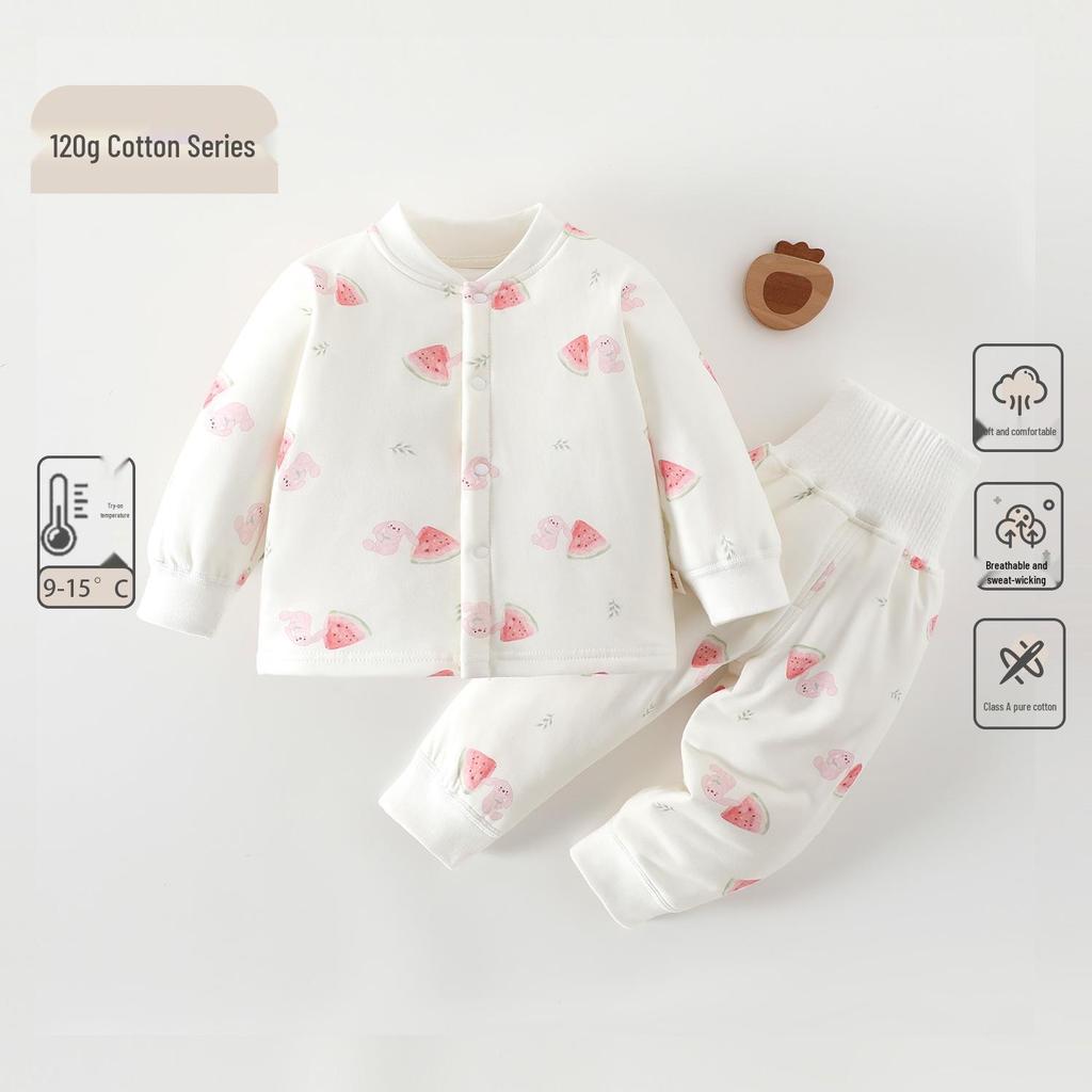 Unisex Baby Quilted Cotton Padded Jacket & Innerwear Set - Thickened Winter Coat (120g)