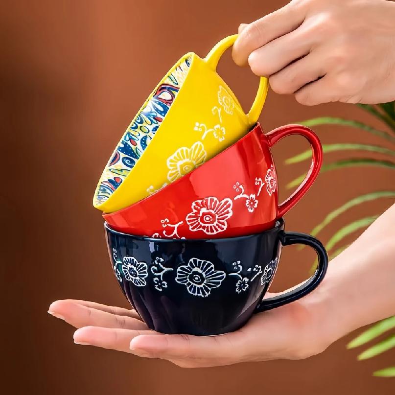 Bohemian Morning Tea Mug, 13.5 oz Ceramic Coffee Mug for Family Colleagues Teachers Wives Husbands Sisters Brothers Funny