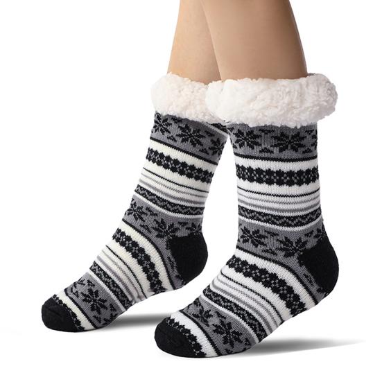 Ultra-thick Cashmere Slipper Socks Winter Warm Fuzzy Home Socks with Non-Slip Silicone Grips for Women Men