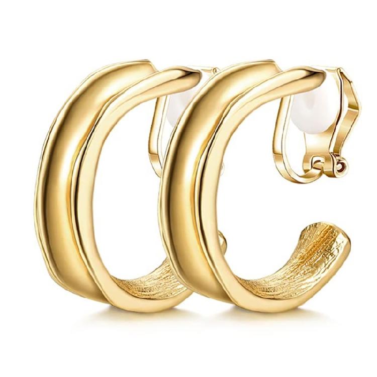 9x No Piercing Required Earrings Creative Gold Plated Clip On Earrings No Pierced Comfort Fit For Women
