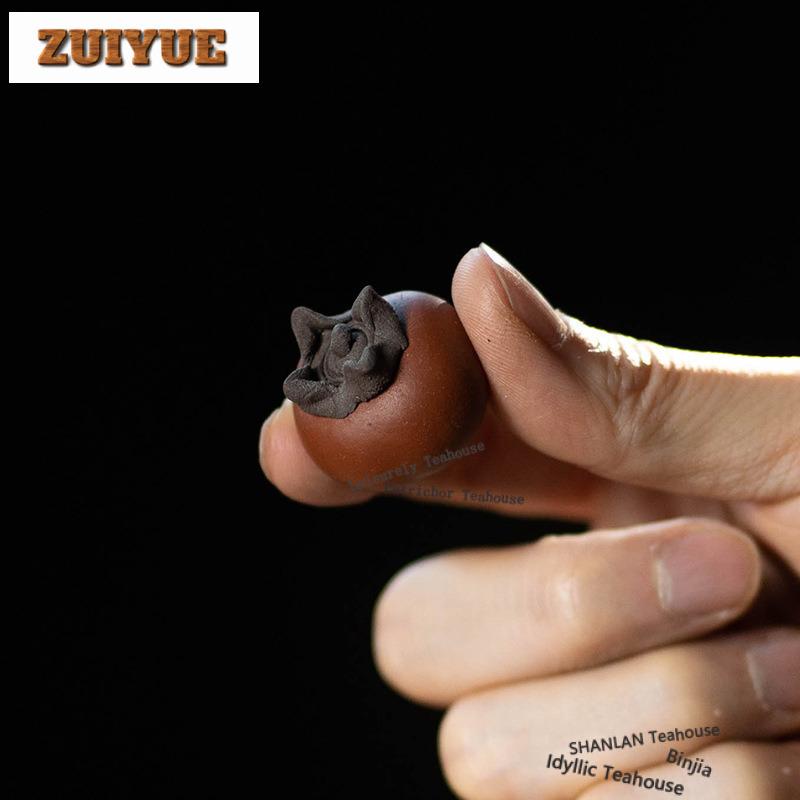 Argilla Viola di Yixing Mini Carino Piccolo Cachi Animale da Tè Lusso Squisito Miniature Statuetta da Tè Giocattoli Giocattoli Statua da Tè Ornamenti