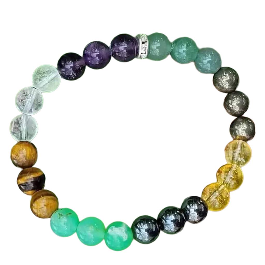Money Drawing Peacock Stone Bracelet Green Stone Adorned Wealth Bracelet Good Fortune Wrist Chain for Dates Parties