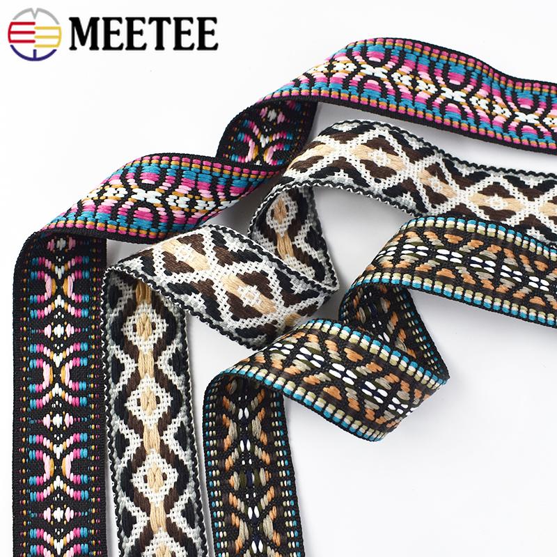 2/5/10Yards Meetee 30mm Polyester Webbing Ethnic Jacquard Ribbon Band Clothing Bags Decor Belt Fabric DIY Sewing Accessories