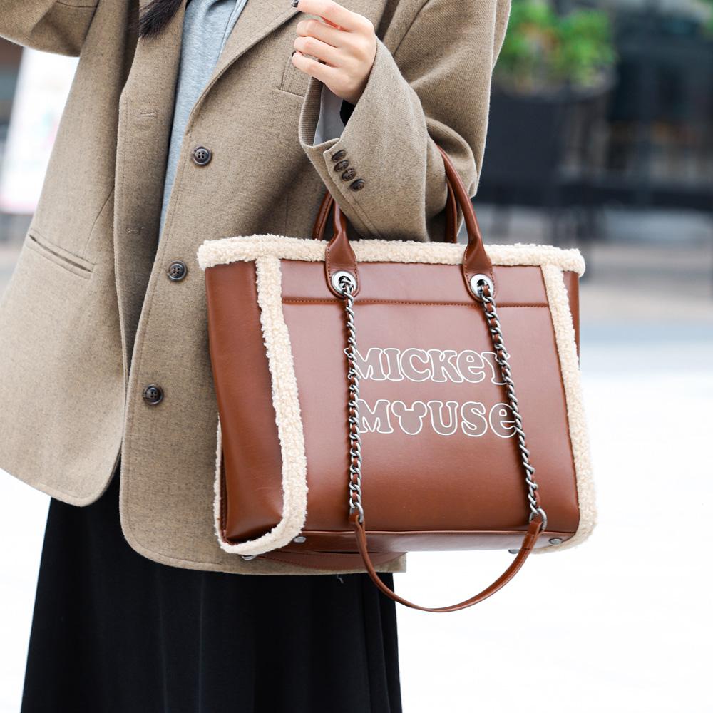 New Disney Mickey Series PU Shoulder Bag, Handbag Regular Women's Brown BMK-72148K