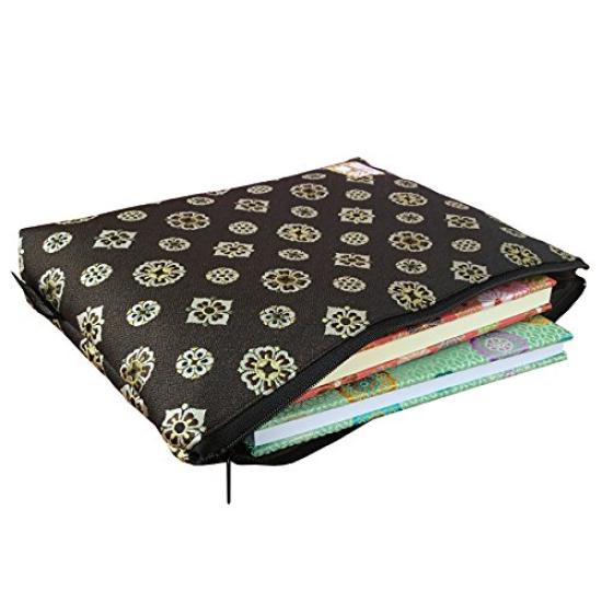 Senshishuin Nishijin Brocade Stamp Book Case with Shokura Hanabishi Crest Pouch/Shrine (Lined) (Large)