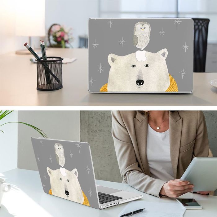 Coque de protection - MacBook - Air 15 Pouces - Antidérapante - Motif Hibou Ours - PC Dur