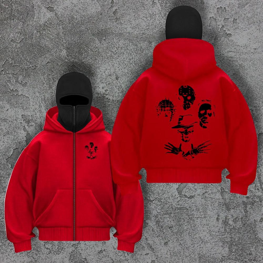 Trendy Brand Velvet Double Hat Unique Design Hooded Sweatshirt for Autumn and Winter, New Unisex Loose Y2K Sweatshirt