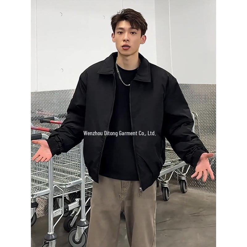 Men s Dark Blue Padded Cotton Flight Jacket - Stylish Winter Baseball Coat L