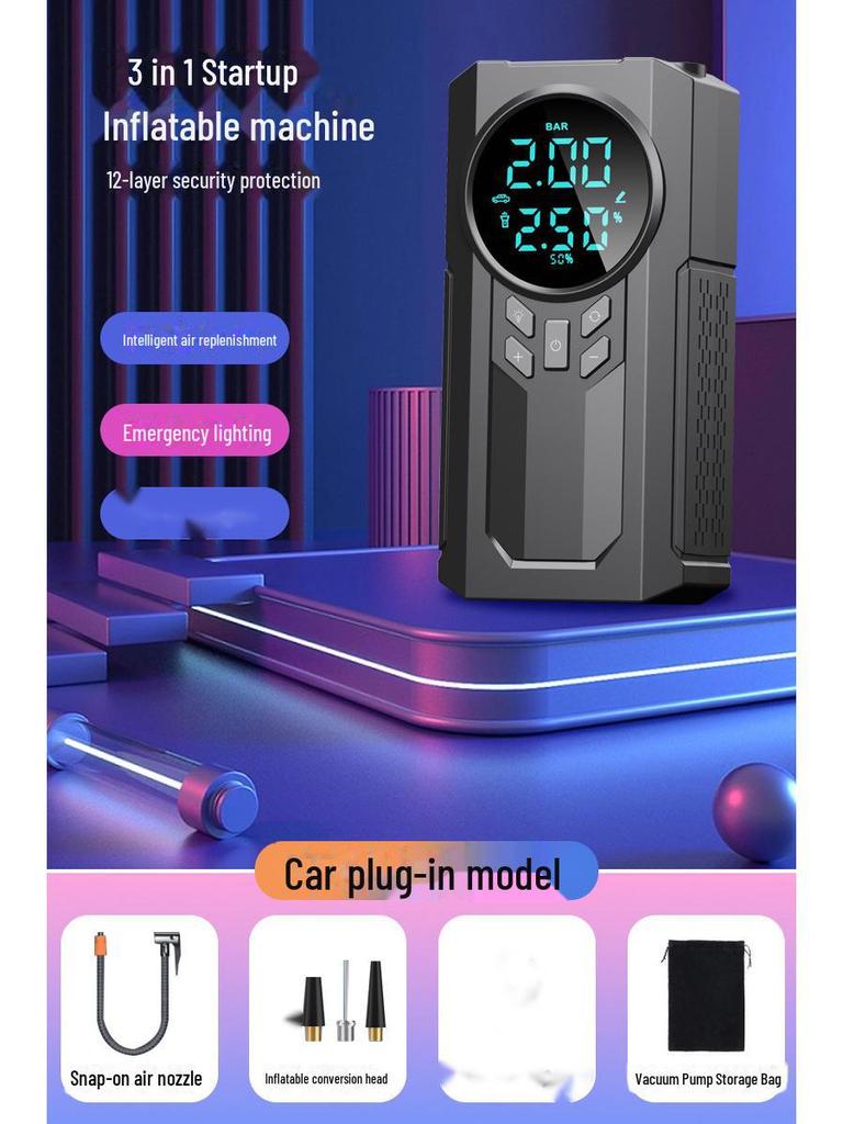 Portable Intelligent Wireless Car Air Pump with Digital Display and High Power