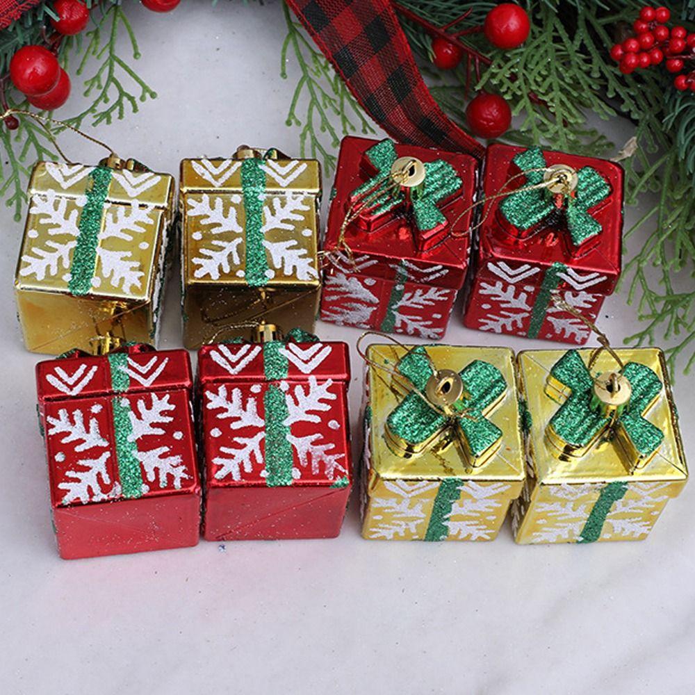 Colorful Christmas Gift Box Pendant Shiny Xmas Tree Pendant Xmas Decorative Pendant  Home Decor