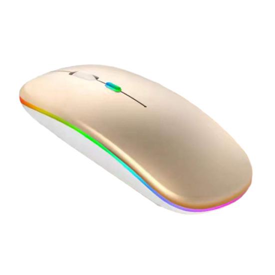 

Беспроводная Bluetooth-совместимая мышь, перезаряжаемая мышь для ноутбука со светодиодной подсветкой, мышь с двухрежимным подключением USB 2.4G золотистый