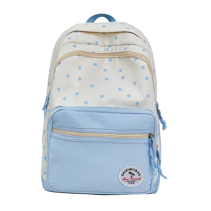 Cross-border Star Print Junior Backpack: Large, Lightweight, Simple and Casual.