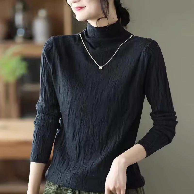 La Chapelle Women's Mock Neck Knitted Base Layer Top