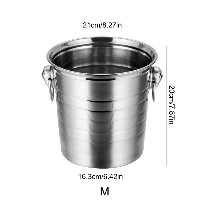 3/5L Stainless Steel Ice Bucket Wine Beer Cooler Bucket Ice Maker For KTV Bar Kitchen Party Barware Snack Bucket Container