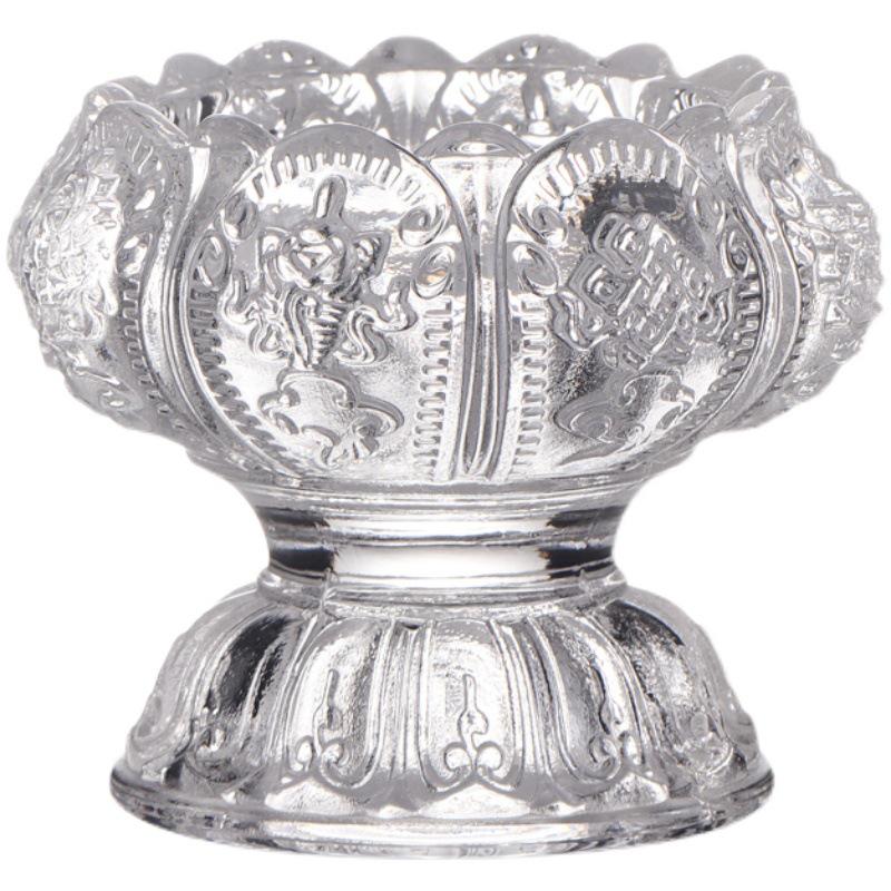 Lotus Glas Ghee Lamp Houder: Hittebestendige Kaars/Olie Lamp voor 24-Uurs Gebruik